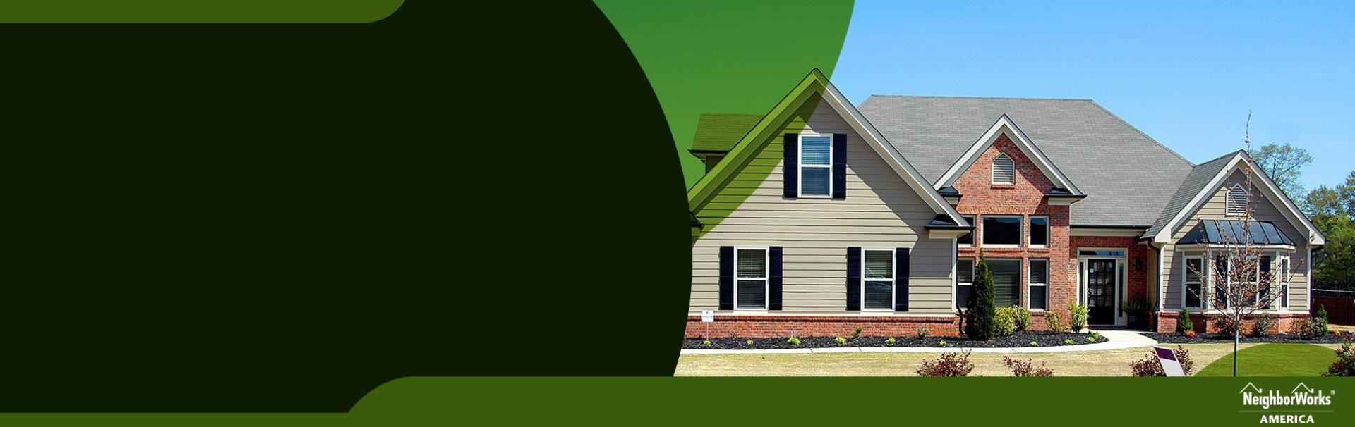 A home against a green background