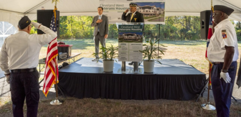 The presentation of the colors during the groundbreaking.