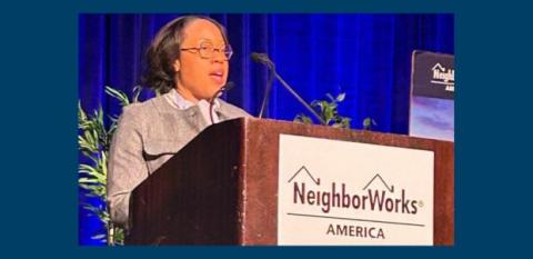 Kemba Esmond addresses the NeighborWorks Training Institute.