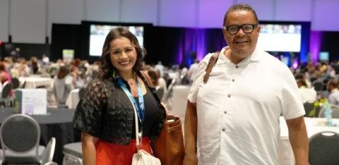 Meeting new people at the opening plenary.